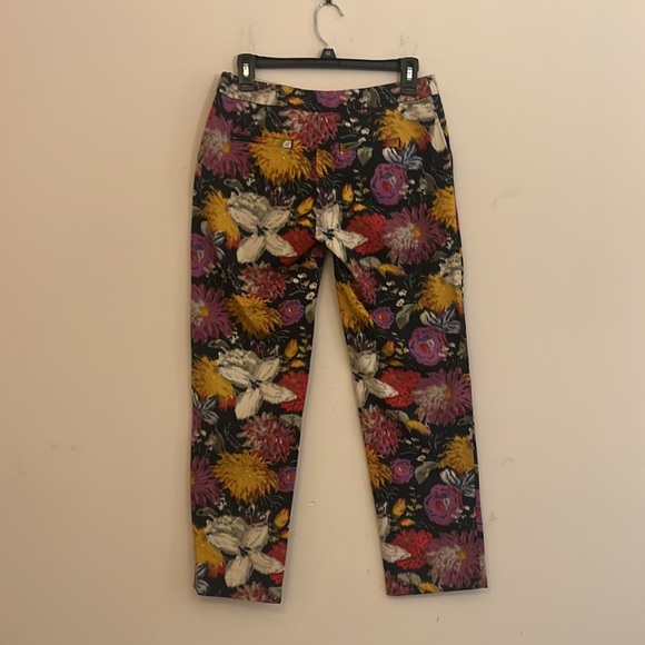 Anthropologie Elevenses Cotton Floral Capri Cropped Pants Size 2 - Picture 4 of 6